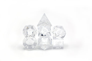Hymgho Premium Dice - Captured Magic Hand Sanded Sharp Edge Resin - White Crystal