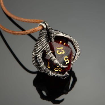 Hymgho Premium Dice - Dragon Claw Necklace with D20 - Silver