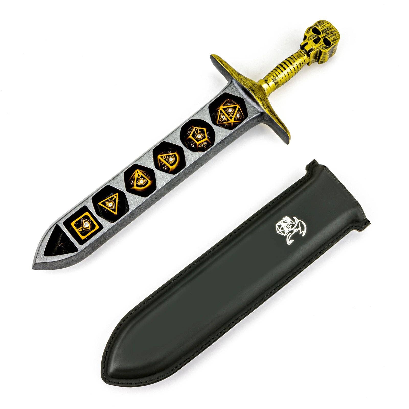 Hymgho Premium Dice - Grim Dagger Dice Case with sheath cover - Gold
