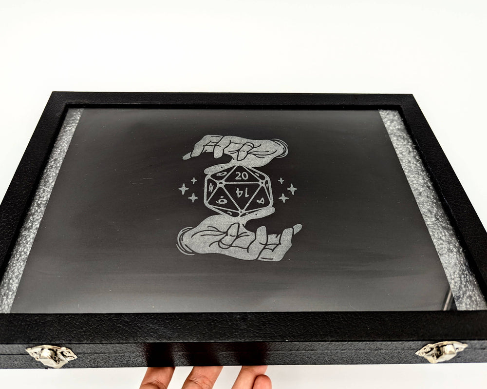 Sorcerers Hands - Glass Top Dice Display Case - D&D Dice Box