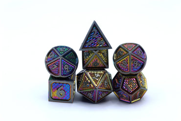 Hymgho Premium Dice - Solid Metal Behemoth Dice set - Brushed Rainbow