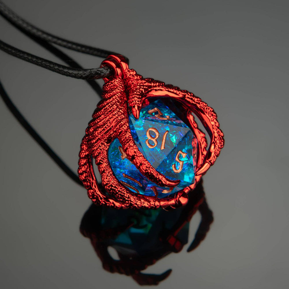 Hymgho Premium Dice - Dragon Claw Necklace with D20 - Red