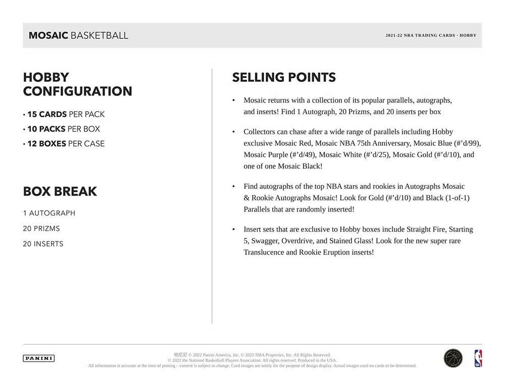 2021-22 Mosaic Basketball Hobby Box