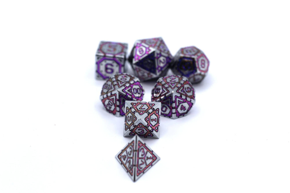 Hymgho Premium Dice - Solid Metal Star Map Dice set - Steel w/ Blue