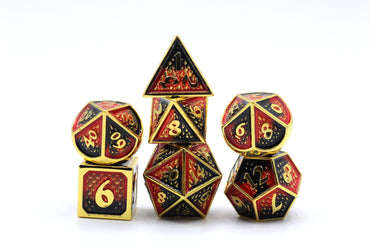 Hymgho Premium Dice - HY00010 Solid Metal Behemoth Dice set - Gold w/ Red and Black