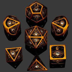 Hymgho Premium Dice - Dragon's Eye Hollow Metal Dice Set - White Gems
