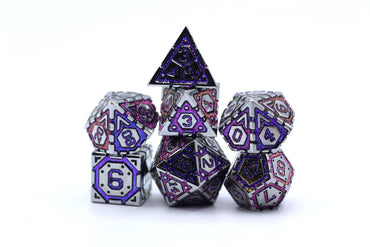 Hymgho Premium Dice - Solid Metal Star Map Dice set - Steel w/ Blue