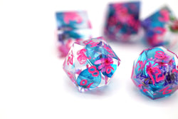 Hymgho Premium Dice - Captured Magic Hand Sanded Sharp Edge Resin - Vapor Wave Blossom