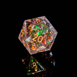 Hymgho Premium Dice - Captured Magic Hand Sanded Sharp Edge Resin - Crystal