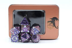 Hymgho Premium Dice - Solid Metal Star Map Dice set - Steel w/ Blue