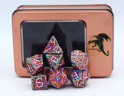 Hymgho Premium Dice - Pile of Skulls Solid Metal Dice Set - Chromatic and White