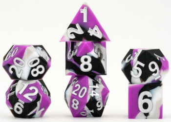 FanRoll - Silicone 7 Dice Set Sharp Edge - Pride Asexual