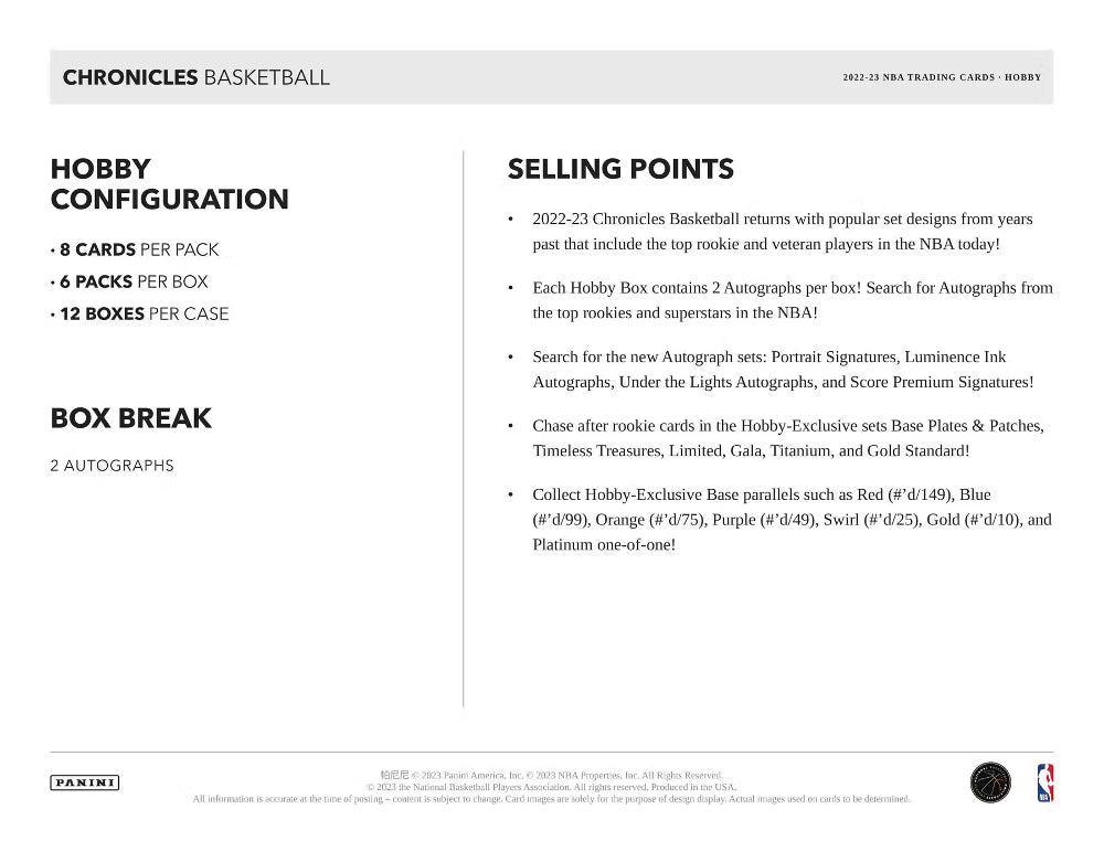 2022-23 Panini Chronicles Basketball Hobby Box