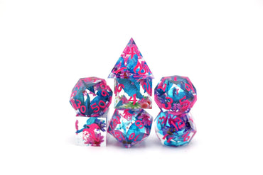 Hymgho Premium Dice - Captured Magic Hand Sanded Sharp Edge Resin - Vapor Wave Blossom