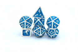 Hymgho Premium Dice - HY00024 Solid Metal Draconis Dice set - Glow In the Dark Blue