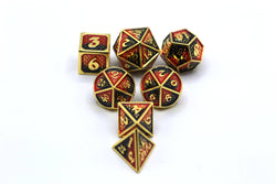 Hymgho Premium Dice - HY00010 Solid Metal Behemoth Dice set - Gold w/ Red and Black