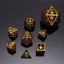 Hymgho Premium Dice - MINI Dragon's Eye Hollow Metal Dice Set - White Gems