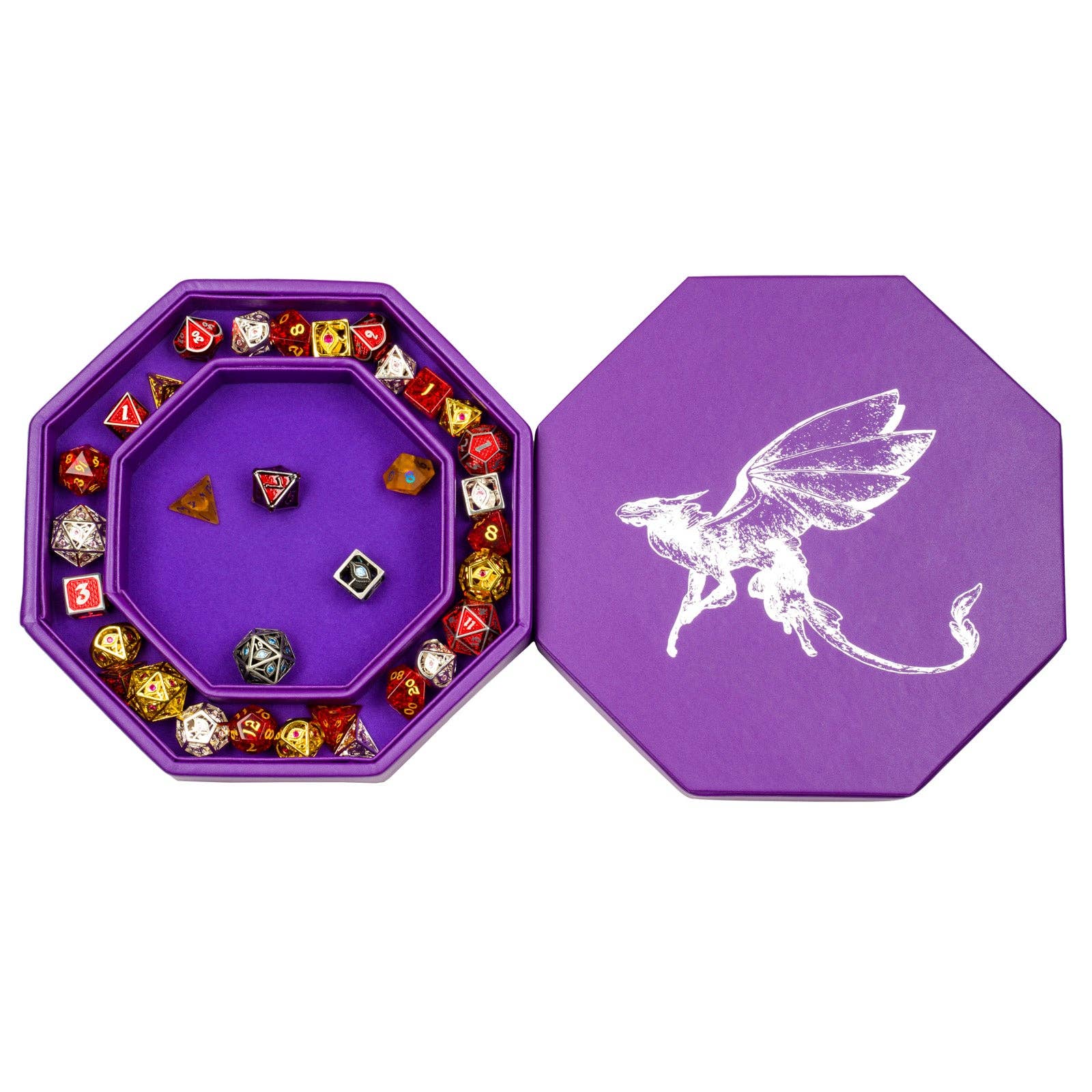 Hymgho Premium Dice - Hero's Hoard Dice Tray and Keeper - Fairy Dragon