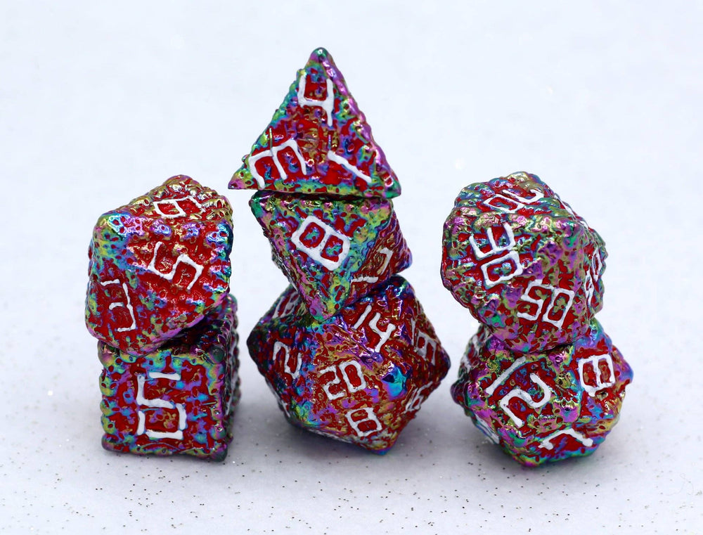 Hymgho Premium Dice - Pile of Skulls Solid Metal Dice Set - Chromatic and White