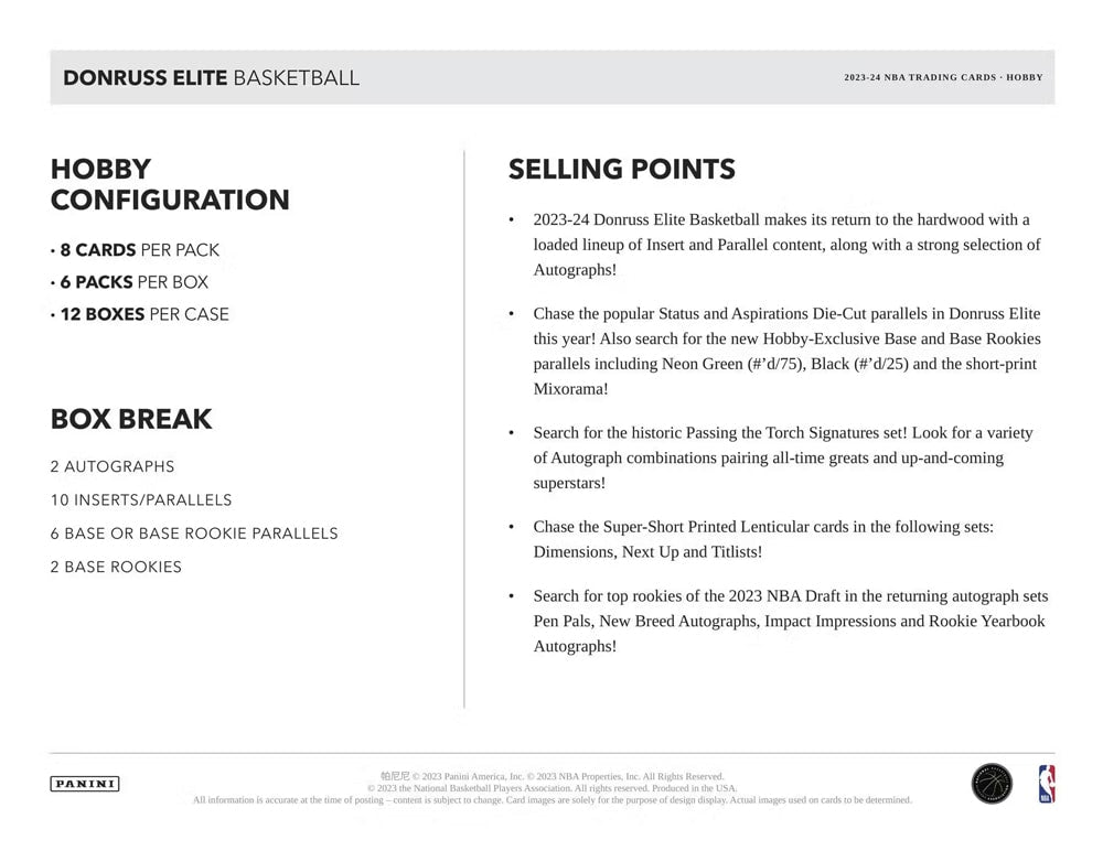 2023-24 Donruss Elite Basketball Hobby Box